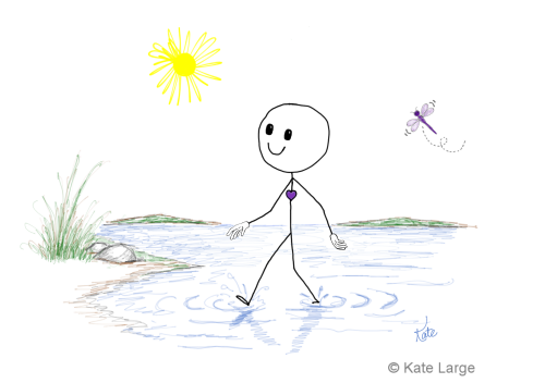 Ima joyfully splashes through the gentle healing waters, no longer caught in the exhausting loop of anxious thoughts and feelings. His open heart, relaxed smile, and playful spirit remind us that peace returns when we choose to interrupt fear and breathe into the present moment.
