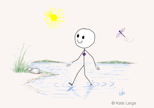 Ima joyfully splashes through the gentle healing waters, no longer caught in the exhausting loop of anxious thoughts and feelings. His open heart, relaxed smile, and playful spirit remind us that peace returns when we choose to interrupt fear and breathe into the present moment.