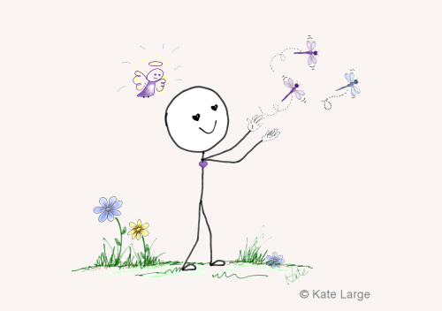 Ima joyfully releases dragonflies as new beginnings, letting go of the thoughts he can no longer control. As worry fades, his heart opens to trust, and new possibilities begin to take flight.