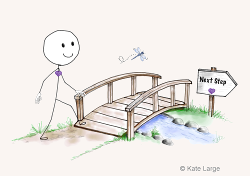 Ima stands before a beautiful wooden bridge, smiling as he realizes the path forward has been waiting for him all along. By trusting his feelings instead of fearing them, he discovers the next step toward the life his heart has been longing to live.