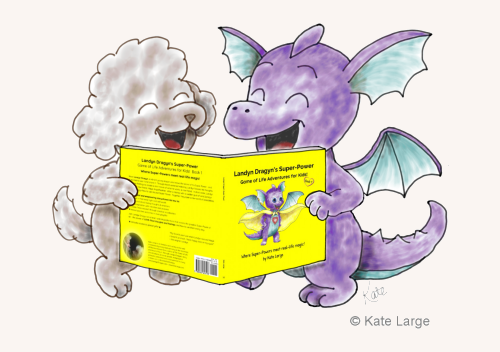 Landyn Dragyn and Majyk AngleFeather reading Landyn Dragyn book