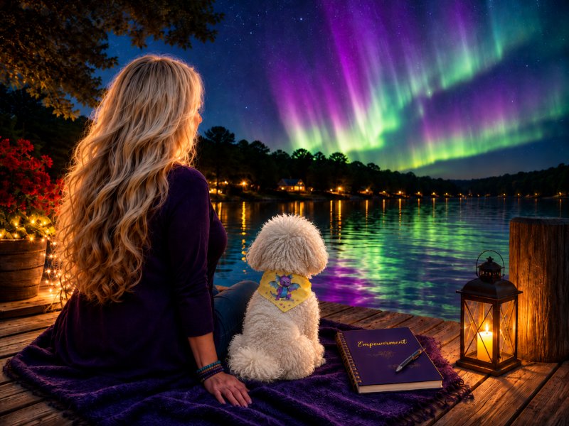 Kate & Majyk Watching the Northern Lights Kate & Majyk watch the Northern Lights from The Dock.